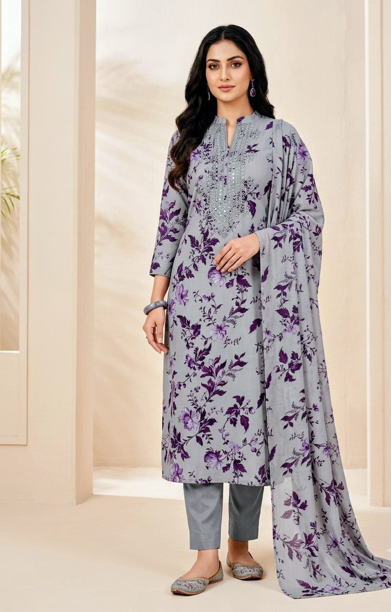 3-Piece Unstitched Printed Lawn Suit