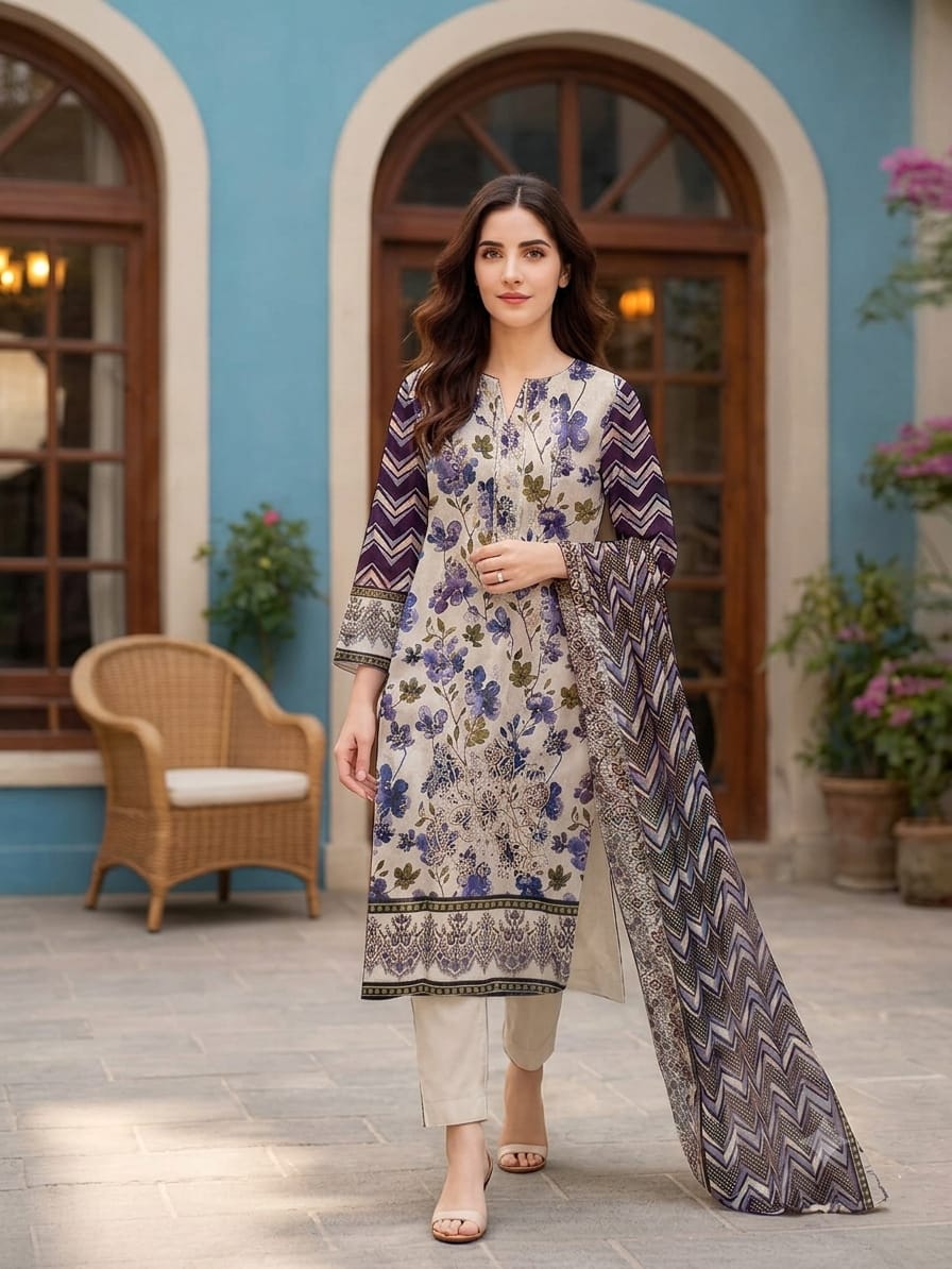 3-Piece Embroidered Lawn Suit