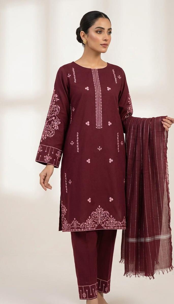 Embroidered Stitched 3-Piece Lawn Suit