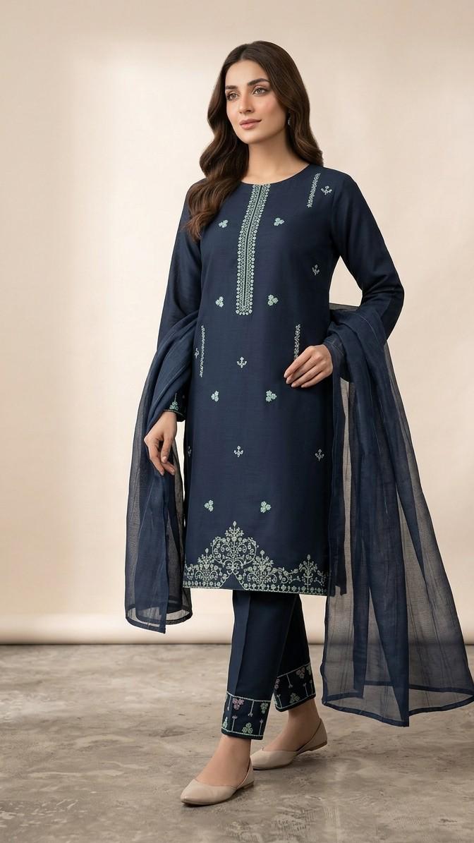 Embroidered Stitched 3-Piece Lawn Suit